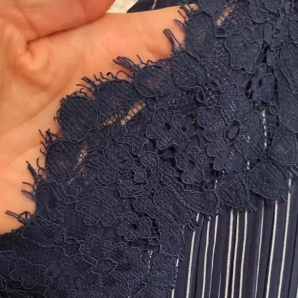 Chico’s Navy and white stripe tank top style size 2 - Picture 4 of 10